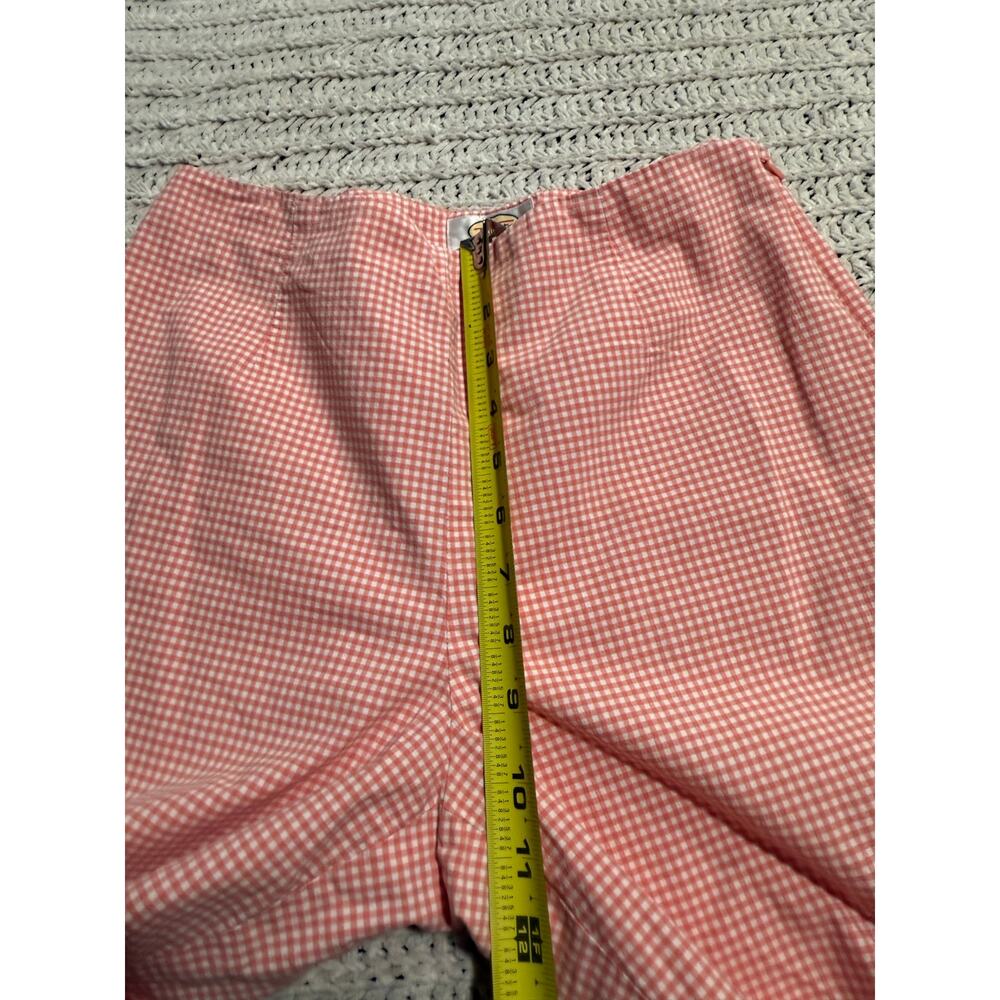 VTG Talbots Stretch Crop Pants Plaid Embroidered Flowers Womens 8P Coral White - Picture 4 of 8